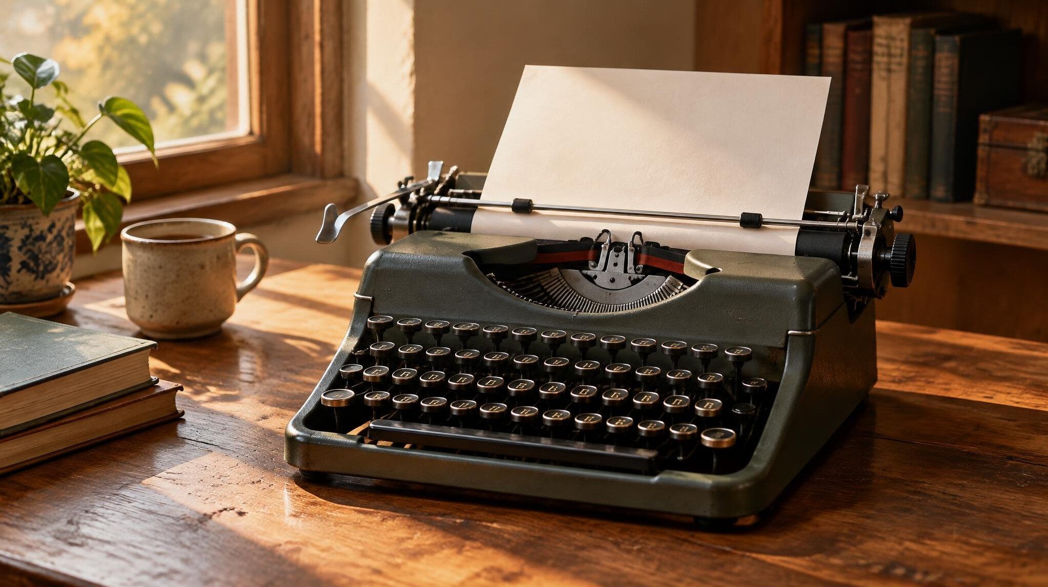 Vintage typewriter with a sheet of paper